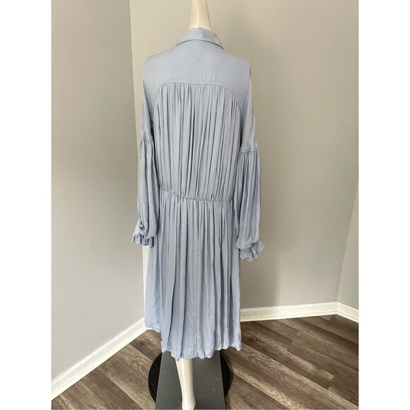 NWT KHAITE Colleen pleated silk-georgette midi shirt dress Size XS $2200 - Picture 6 of 9